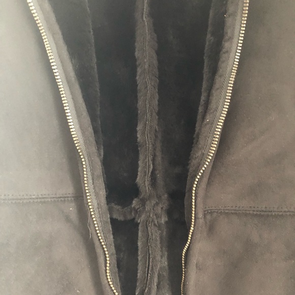 FAUX fur and suede black coat sz XL EUC - Picture 2 of 2